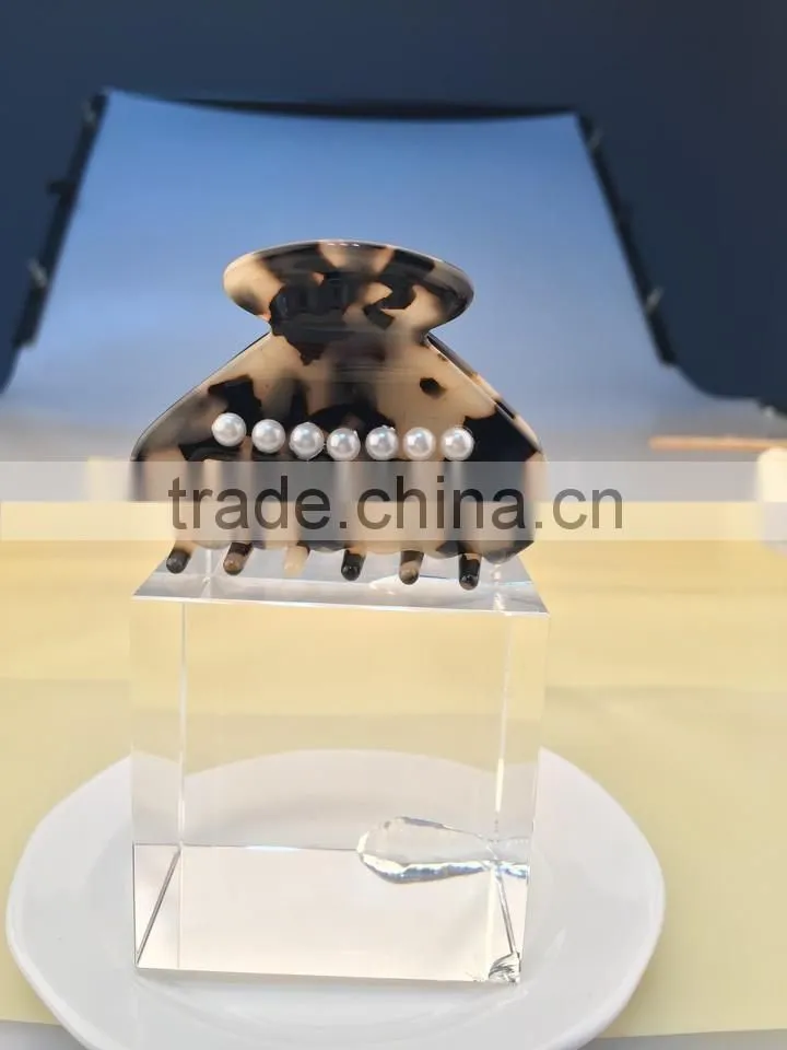 6 teeth handmade pearl decorative hair claw 2015 new design Hollow out magic clamps Chinese alibaba suppliers for fashion claws