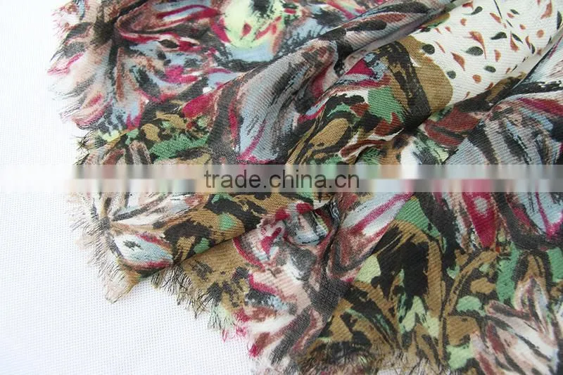 Custom Winter Pashmina Screen Printing 100% Wool Women Scarf