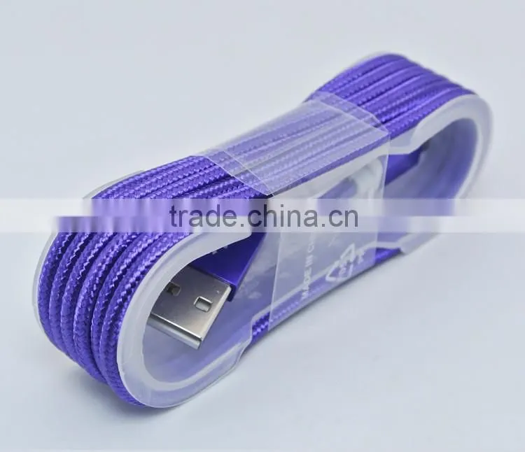 Metal Nylon Woven USB Cable With Blister for I6 usb cable bulk for iphone 7