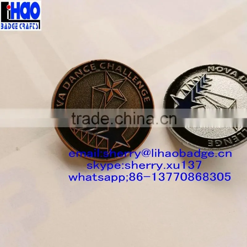 2016 soft enamel metal lapel pin badge,copper plated sandblasted lapel pin
