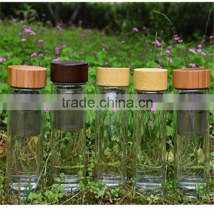 500ml Promotional Glass Drinkware Travel Leakpoof Water bottle with Bamboo Lid On Amazon Hot Selling