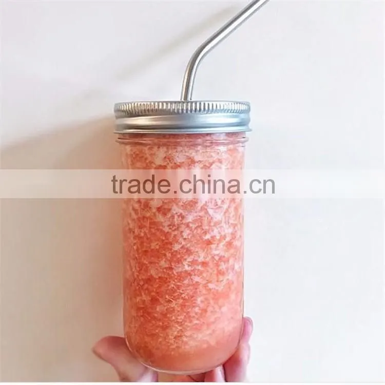 Best selling products of Wholesale glass diamond mason jar with silver lid and straw stockage