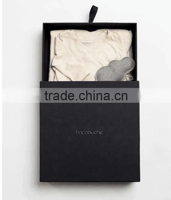 Black Gift Box With Ribbon Closure/Luxury Gold Stamping Logo
