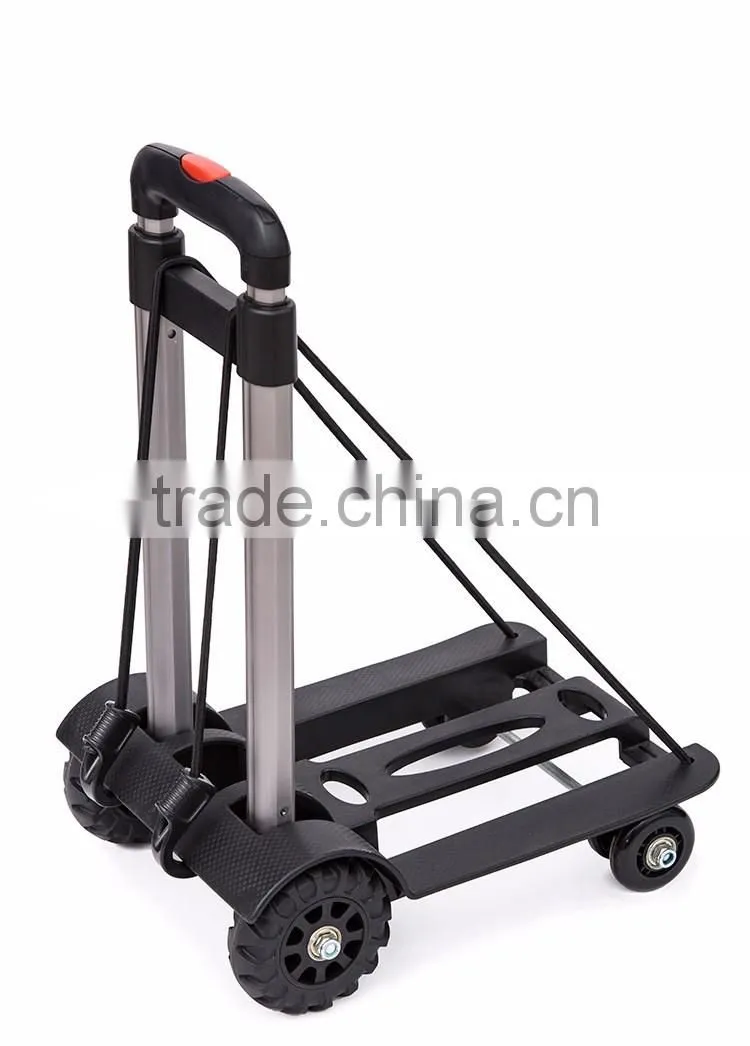 Upgrade Folding Shopping Cart with 4 Wheels/Lightweight Aluminum Cube Folding Luggage Cart/ Portable Hand Trolley