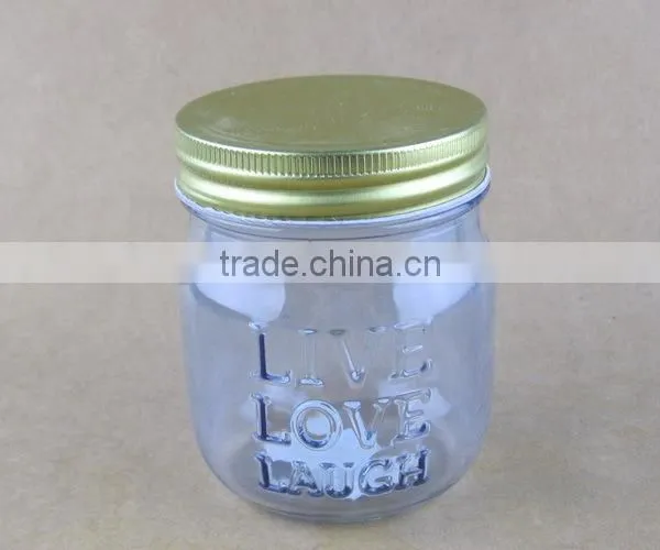 light blue glass jar new mason jar with metal cap 250ml