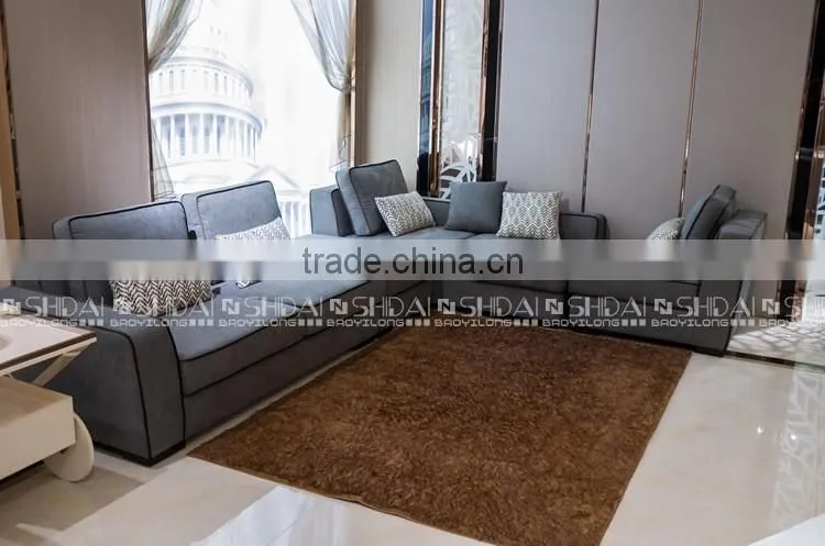 Modern Fabric Corner Sloped Track Arm Gray Sofa with Metal Feet G1125