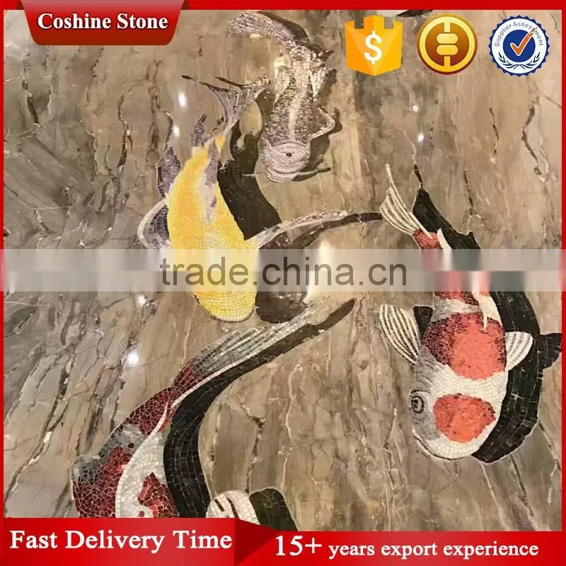3d vivid fish mosaic tile pattern for wall decoration