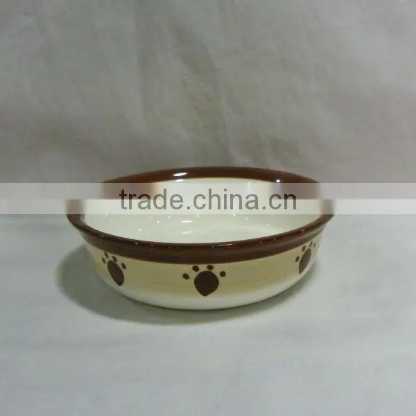 Brown Prints Ceramic Water Bowl for Pet
