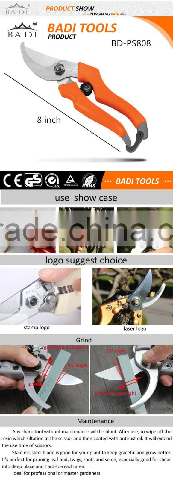 Premium Garden Clippers/Best Steel Bypass Pruning Shears