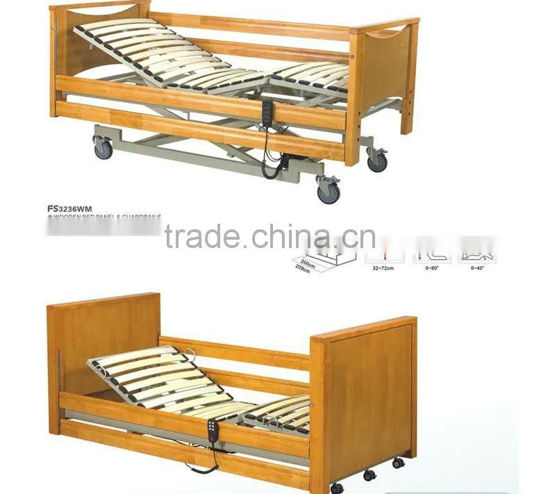 Hospital Beds2'' Pedal locking castors Electric Wooden hospital bed furniture THB3232WM