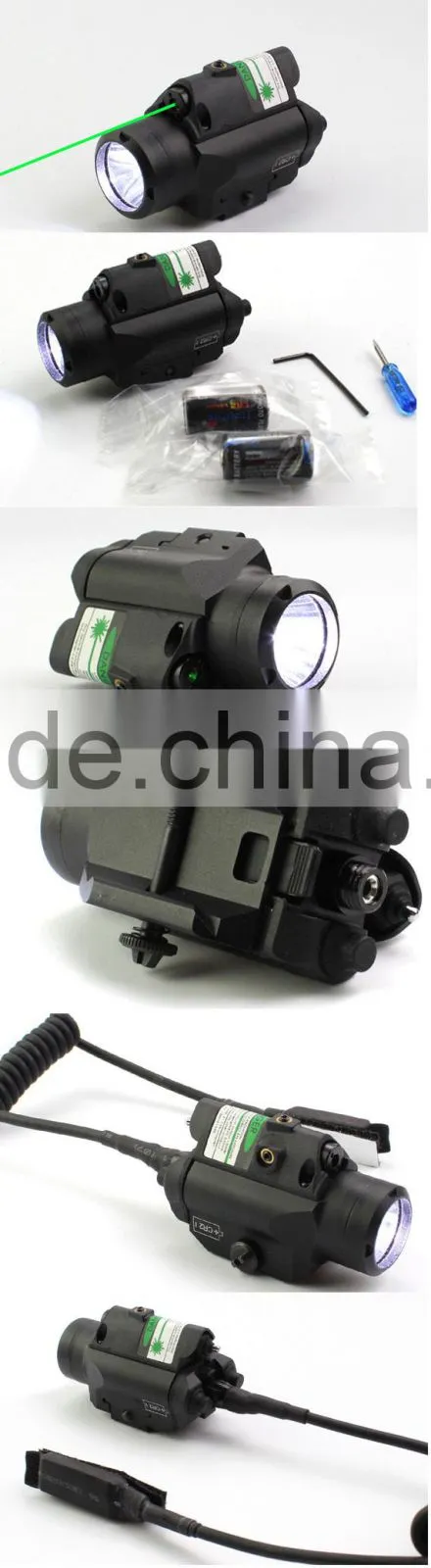 Compact Glock Pistol and Full Size Handgun Fittable Subzero Work Aluminium Tactical 220 Lumens LED Light with Green Laser Sight