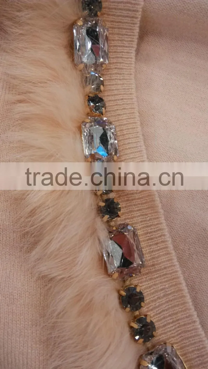 2014 Ladies knitted sweater,cardigan with manual nail bead