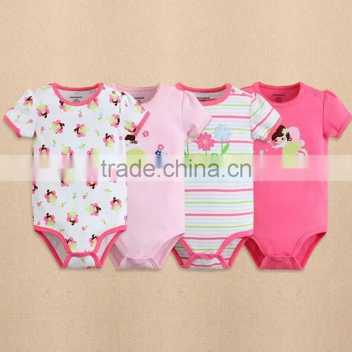 mom and bab summer Short sleeves baby rompers,100% cotton cute embroider long sleeve bodysuit, baby clothes