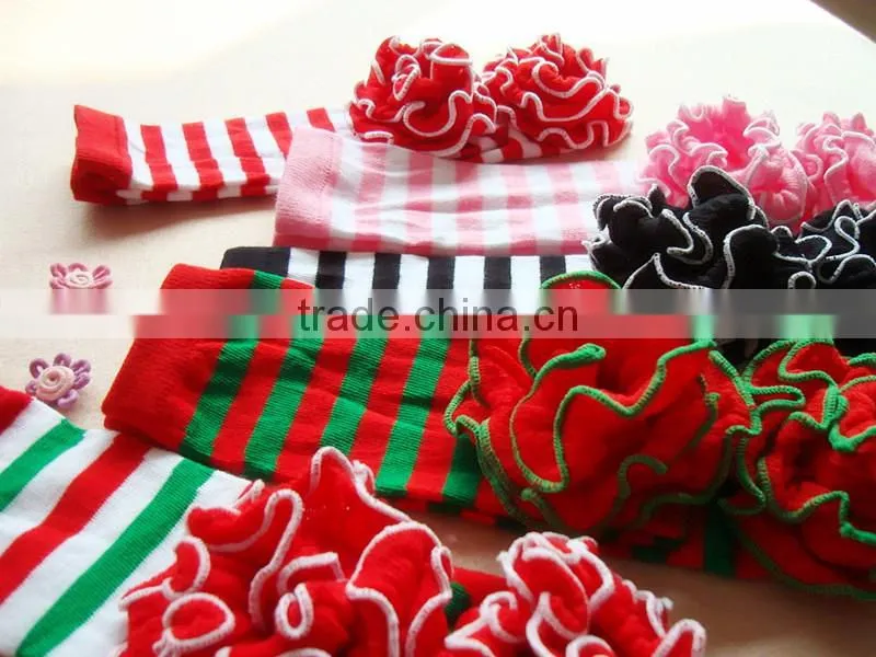 Baby leg warmer christmas stripe leggings with ruffle baby winter leg warmer