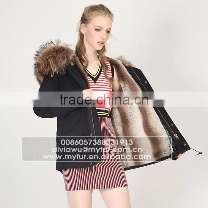Myfur Customized China Top Quality Genuine Fur Parka Coat Wholesale