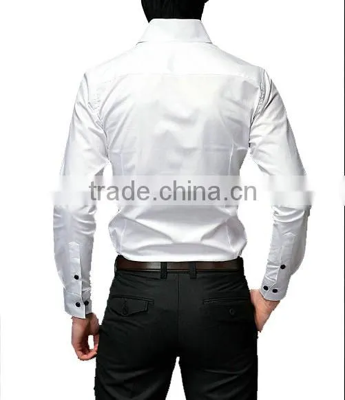 2017 MTO mens contrast color poplin white tuxedo shirt
