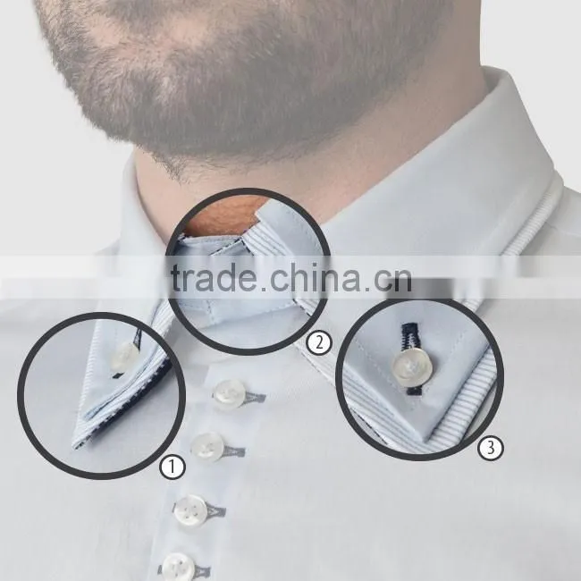 2016 FIRENZE SATIN WHITE LIGHT BLUE French Collar high quality shirts long sleeve men shirt