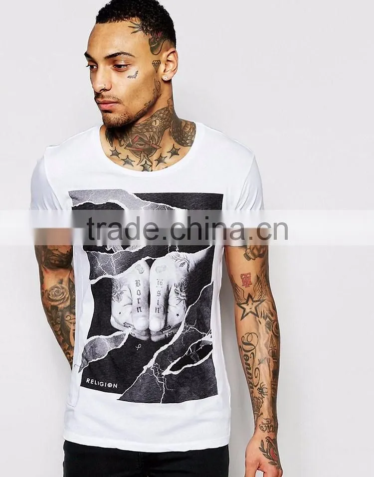 Guangzhou Shandao New Arrival Men 180g 95% Cotton 5% Spandex Summer Short Sleeve T Shirt Tattoo
