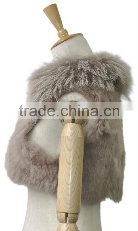 YR267 Ladies Rabbit and White Raccoon Belly Fur Vest