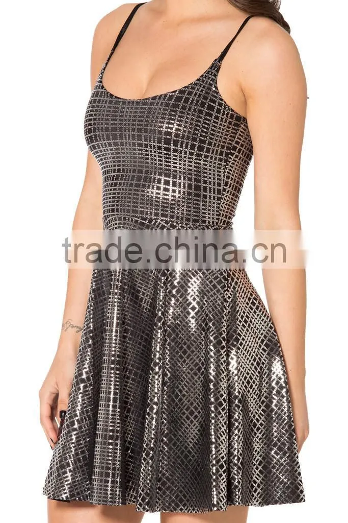 2017 Women's Printed Floral grid-shape pleated dress for sale
