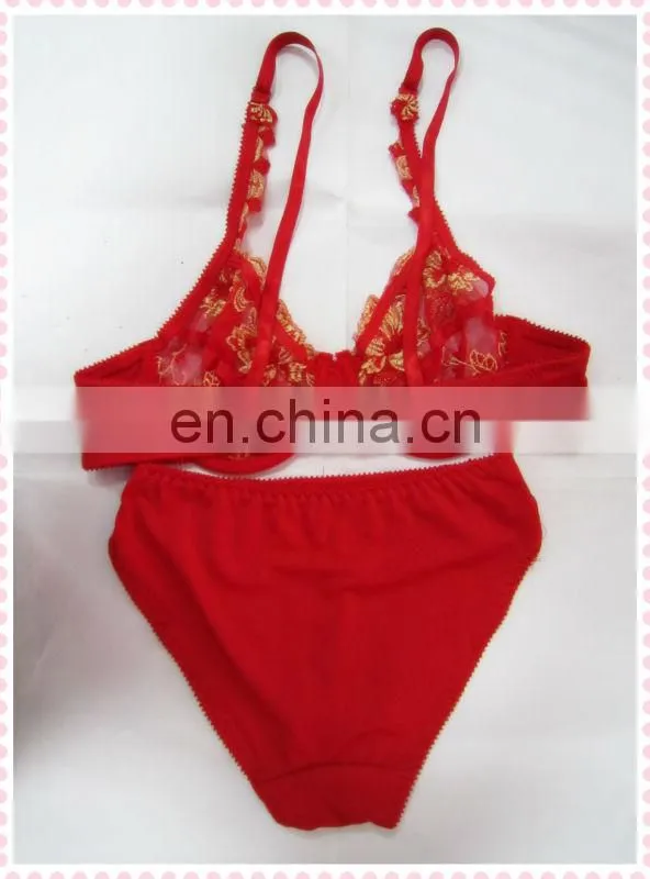 2015 no foam cup with fashion embroidery bra and brief sets