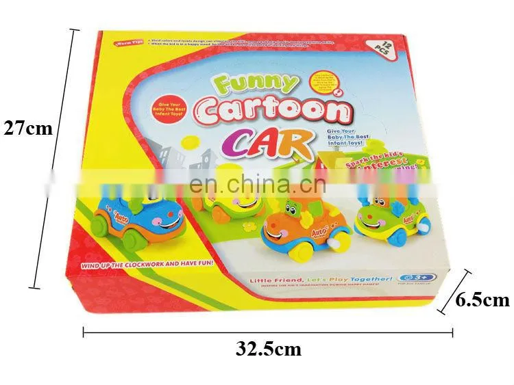 Funny cartoon wind up plastic car toys