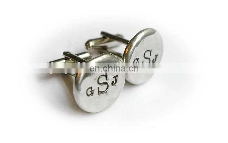 Engraved hand stamped metal cufflink