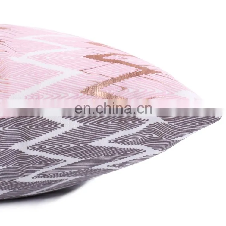 100% Cotton Geometric Wave pink Home indoor Decorative Square Throw Pillow Covers for Sofa Bedroom