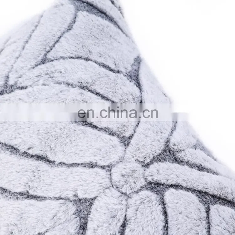 Decorative Luxury Warm sofa 100% polyester cutting rabbit faux fur square shape gray cushion custom cushions