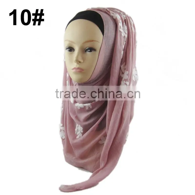 Fashion viscose 180*70cm embroid muslim LONG scarf islamic HEADSCARF