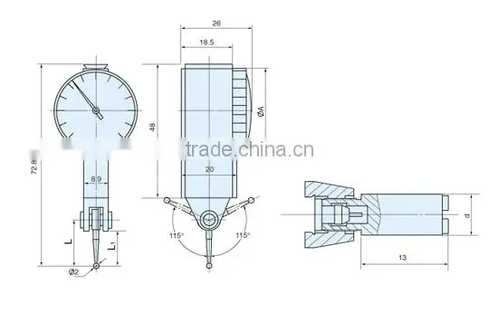 Dial test indicator / Metric dial test indicators /Pocket dial test indicators 0-0.8mm/0.2mm