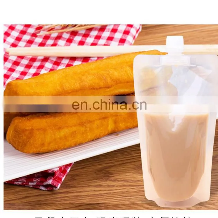reusable doypack plastic stand up spout pouch liquid drink water in plastic double ziplock bag
