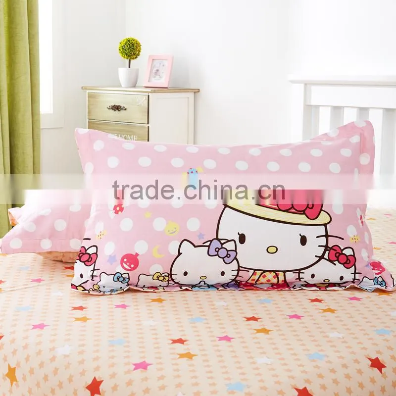 Lovely cartoon kids design cat print double size bed sheet set best selling items kids bedroom set girls set