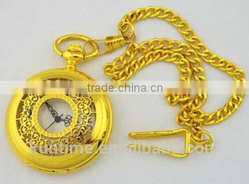 Gold pocket watch china retailer wholesale in bulk all gold hollow pattern digital quartz pocket watch