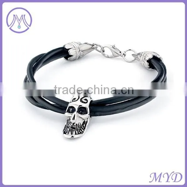 High quality 304 Stainless Steel Skull Skeleton Bracelet for mens Jewelry