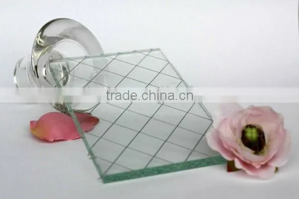 Clear laminated Embossed Folder wire glass for fire door with UL Certificate