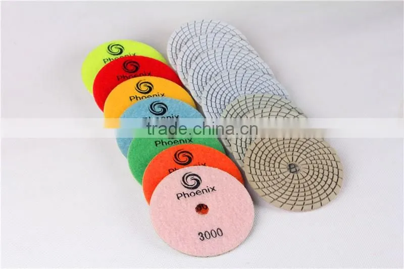 High quality 100mm swirl wet polishing pads for marble with 4.00mm