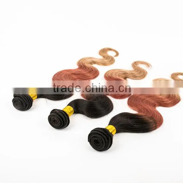 Body wave three different color hair weaves sew in human hair weave ombre hair brazilian ombre weave hair