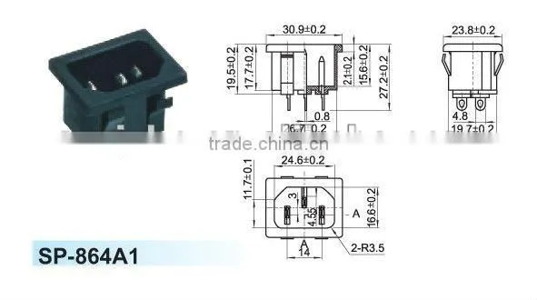 Male color electrical sockets and switches CE approved