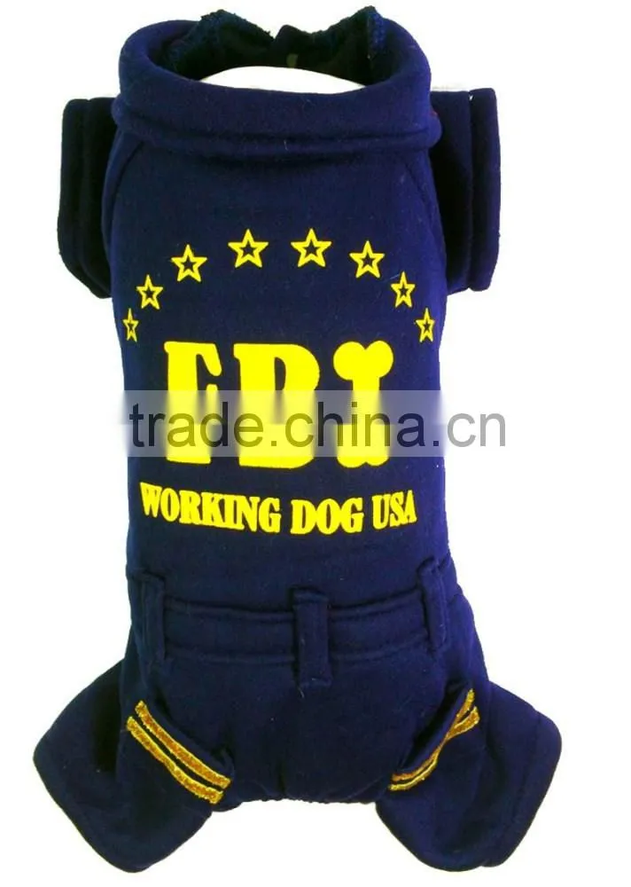 Blue Color Spring and Autumn Apparel USA FBI Printed Pet Fleece Dog Clothes