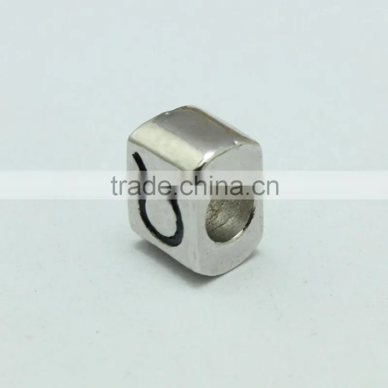Wholesale Zinc Alloy Archaized Pdora Square Shape Anti-silver Slide Beads
