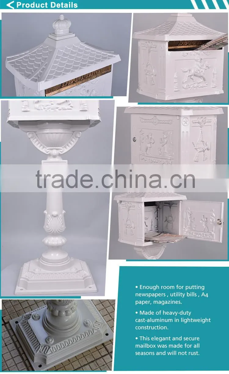Foshan Manufacturer Casting Aluminiun Apartment Building Vintage White Mailbox letterbox