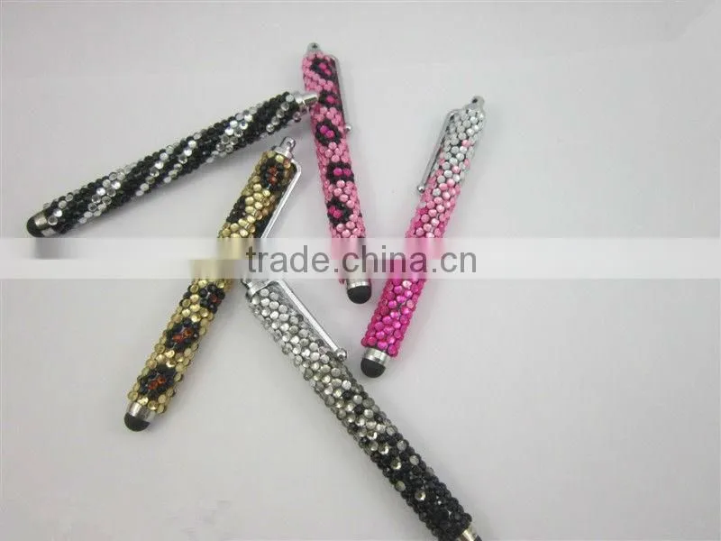 Beautiful bling stylus ball pen for touch screeen phone,ball pen with shiny stone decoration