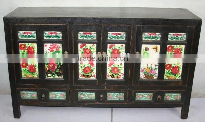 Chinese antique living room painted cabinet
