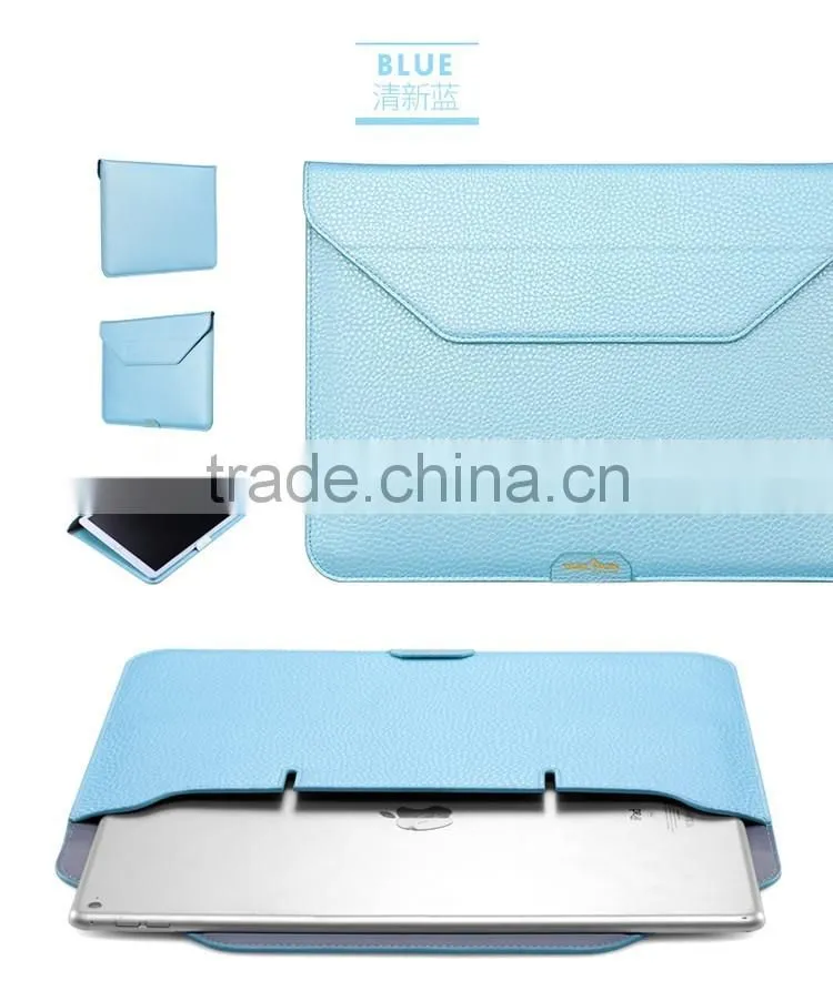 for iPad Pro 12.9 leather Sleeve with kick Stand, Wallet Sleeve Case for Macbook 12 inch, Ultrathin Carrying Bag with Stand