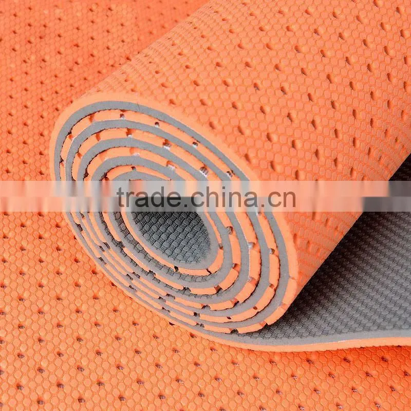 Lightweight/ Durable/ Latex-free TPE yoga mat with eyelet hole