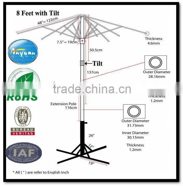 140g polyester advertising starbucks garden line patio umbrella with logo printed