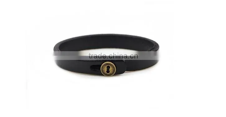 >>New arrival classic plain leather Bracelet,button leather bracelet//