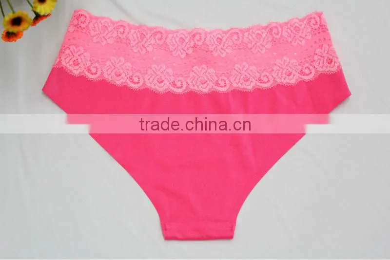 Shining Fabric Lace Waist Bonded Seamless Panties