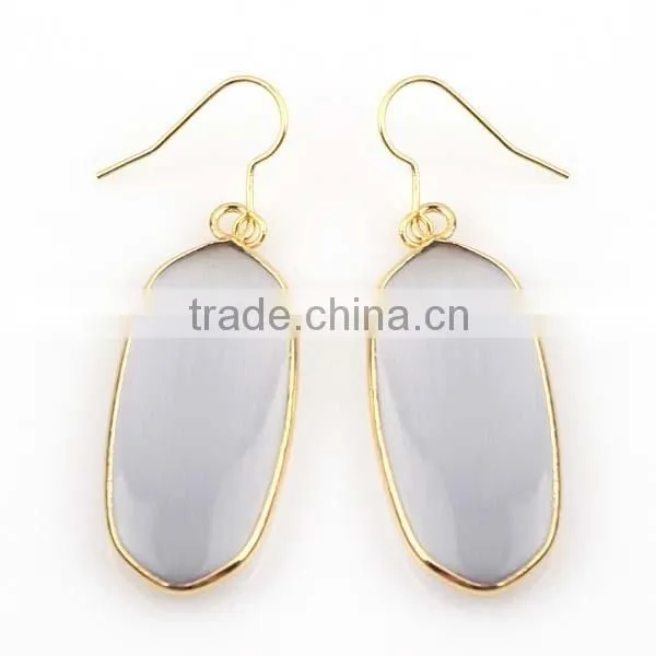 Semi-precious gem agate stone drop earring